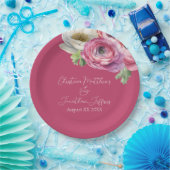ロマンチックな水の色ピンクランクルスオン赤面 ペーパープレート (パーティー)