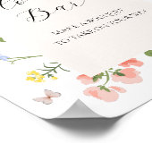 ロマンチックな水の色フラワーブーケバーサイン ポスター (角)