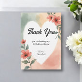 ロマンチックな水の色フローラダスティ60誕生日 サンキューカード