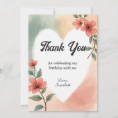 ロマンチックな水の色フローラダスティ60誕生日 サンキューカード (正面)