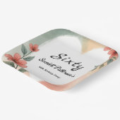 ロマンチックな水の色フローラダスティ60誕生日 ペーパープレート (傾斜あり)