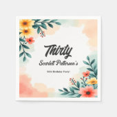 ロマンチックな水の色フローラ夏の30th誕生日 スタンダードカクテルナプキン (正面)