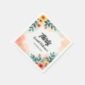 ロマンチックな水の色フローラ夏の30th誕生日 スタンダードカクテルナプキン (角)