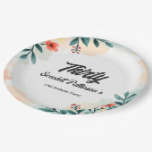 ロマンチックな水の色フローラ夏の30th誕生日 ペーパープレート (アングル)