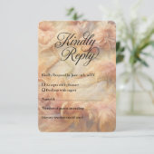 ロマンチックな水の色フローラ真珠の羽結婚飾り 出欠カード (スタンド正面)