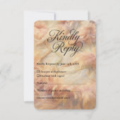 ロマンチックな水の色フローラ真珠の羽結婚飾り 出欠カード (正面)