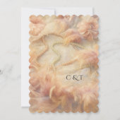 ロマンチックな水の色フローラ真珠の羽結婚飾り 招待状 (裏面)