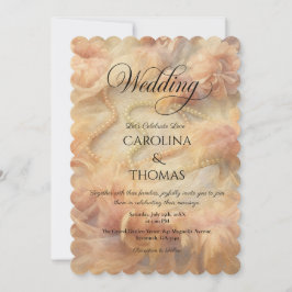 ロマンチックな水の色フローラ真珠の羽結婚飾り 招待状