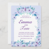 ロマンチックな水の色フローラ紫招待状 セーブザデート (正面)