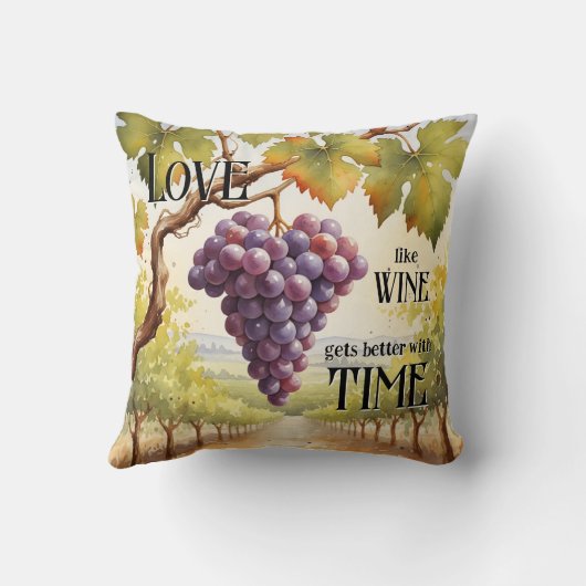 ロマンチックな水の色ブドウのワイン恋人 クッション (裏面)