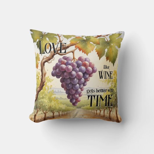 ロマンチックな水の色ブドウのワイン恋人 クッション (正面)