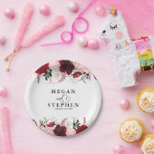 ロマンチックな水の色ブルゴーニュ結婚フローラ紙 ペーパープレート (パーティー)