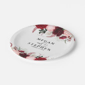 ロマンチックな水の色ブルゴーニュ結婚フローラ紙 ペーパープレート (アングル)