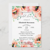 ロマンチックな水の色ポピー花ブライダルシャワー 招待状 (正面)