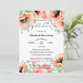 ロマンチックな水の色ポピー花ブライダルシャワー 招待状 (スタンド正面)