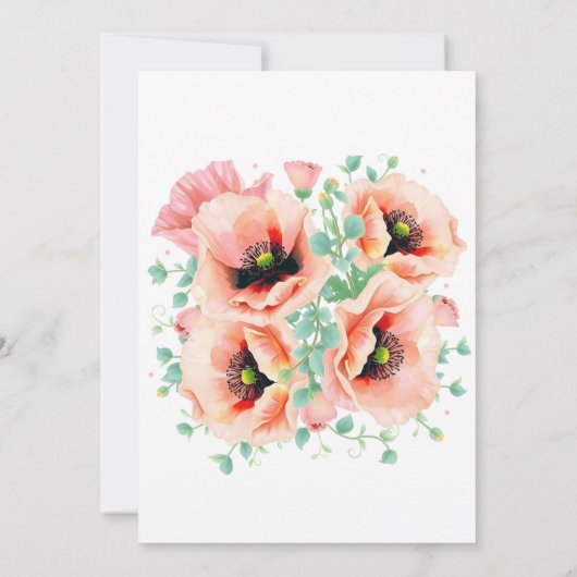 ロマンチックな水の色ポピー花ブライダルシャワー 招待状 (裏面)