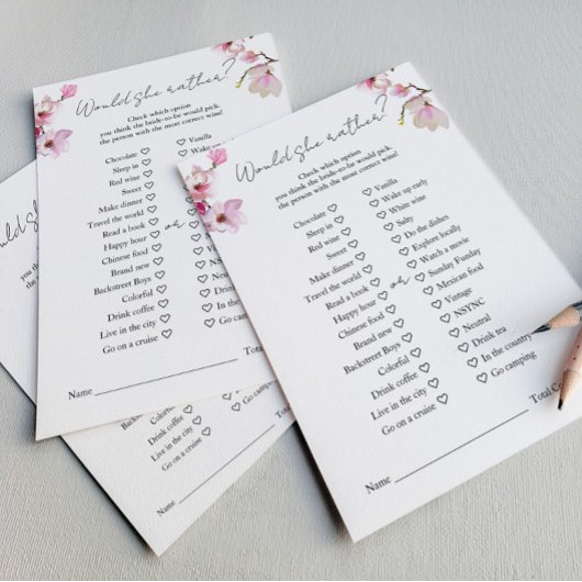 ロマンチックな水の色マグノリア彼女はむしろゲーム チラシ