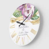 ロマンチックな水の色マグノリア ラージ壁時計 (傾斜)