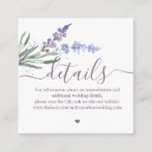 ロマンチックな水の色ラベンダー結婚の詳細 エンクロージャーカード (正面)