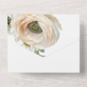 ロマンチックな水の色ランヌカルスインピーチ&アイボリー オールインワン招待状 (裏面)