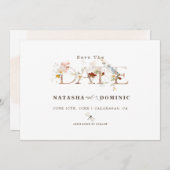 ロマンチックな水の色ワイルドフラワーガーデンフォト セーブザデート (正面/裏面)