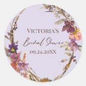 ロマンチックな水の色ワイルドフラワーブライダルシール ラウンドシール (正面)
