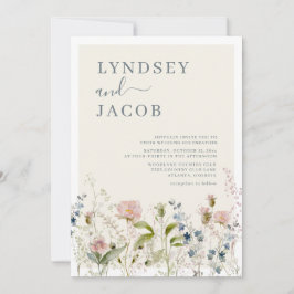 ロマンチックな水の色ワイルドフラワー結婚フローラ 招待状