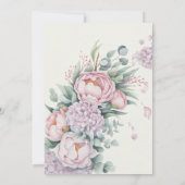 ロマンチックな水の色牡丹あじさい結婚の 招待状 (裏面)