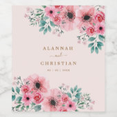 ロマンチックな水の色結婚フローラパーソナライズされた ワインラベル (シングルラベル)