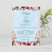 ロマンチックな水の色結婚式招待状 招待状 (スタンド正面)