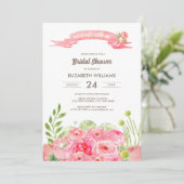 ロマンチックな水カラーバラブライダルシャワー 招待状 (スタンド正面)