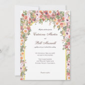 ロマンチックな水カラーフローラアーチ結婚式招待状 招待状 (正面)
