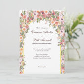 ロマンチックな水カラーフローラアーチ結婚式招待状 招待状 (スタンド正面)