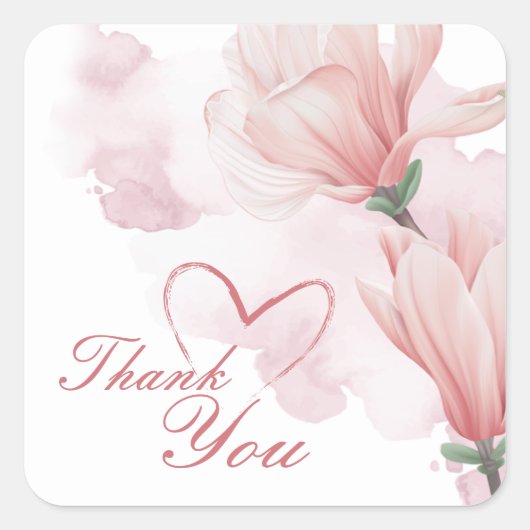 ロマンチックな水カラーフローラクラシックラウンドシール スクエアシール (正面)