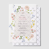 ロマンチックな水カラーフローラブライダルシャワー ベラム紙招待状 (オフセット (招待状))
