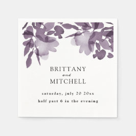 ロマンチックな水カラーフローラ結婚アメジスト スタンダードカクテルナプキン