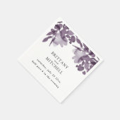 ロマンチックな水カラーフローラ結婚アメジスト スタンダードカクテルナプキン (角)