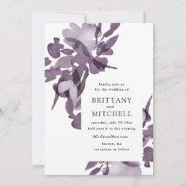 ロマンチックな水カラーフローラ結婚アメジスト 招待状