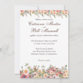 ロマンチックな水カラーフローラ結婚式招待状 招待状 (正面)