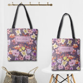 ロマンチックな水カラー花模様名前をカスタムする&引用文 トートバッグ