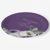 ロマンチックな水彩のラナンキュラス（紫色の背景） ペーパープレート (アングル)