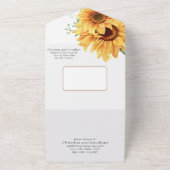 ロマンチックな水彩ひまわり オールインワン招待状 (外側)