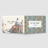 ロマンチックな水彩イタリアン タイル パターン ゲストブック (全面)