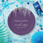 ロマンチックな水彩イリス ダークパープル ペーパープレート (パーティー)