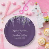 ロマンチックな水彩イリス ダークパープル ペーパープレート (パーティー)