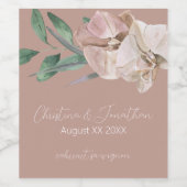 ロマンチックな水彩オーキッドのダスティーブルッシュ ワインラベル (シングルラベル)