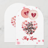 ロマンチックな水彩ハートのバレンタインデーカード シーズンカード (正面/裏面)