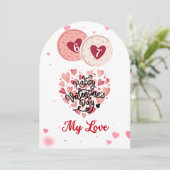 ロマンチックな水彩ハートのバレンタインデーカード シーズンカード (スタンド正面)