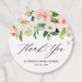 ロマンチックな水彩ピンクの桃の花の感謝 フェイバータグ