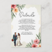 ロマンチックな水彩フローラ新郎新婦結婚ズ エンクロージャーカード (正面)